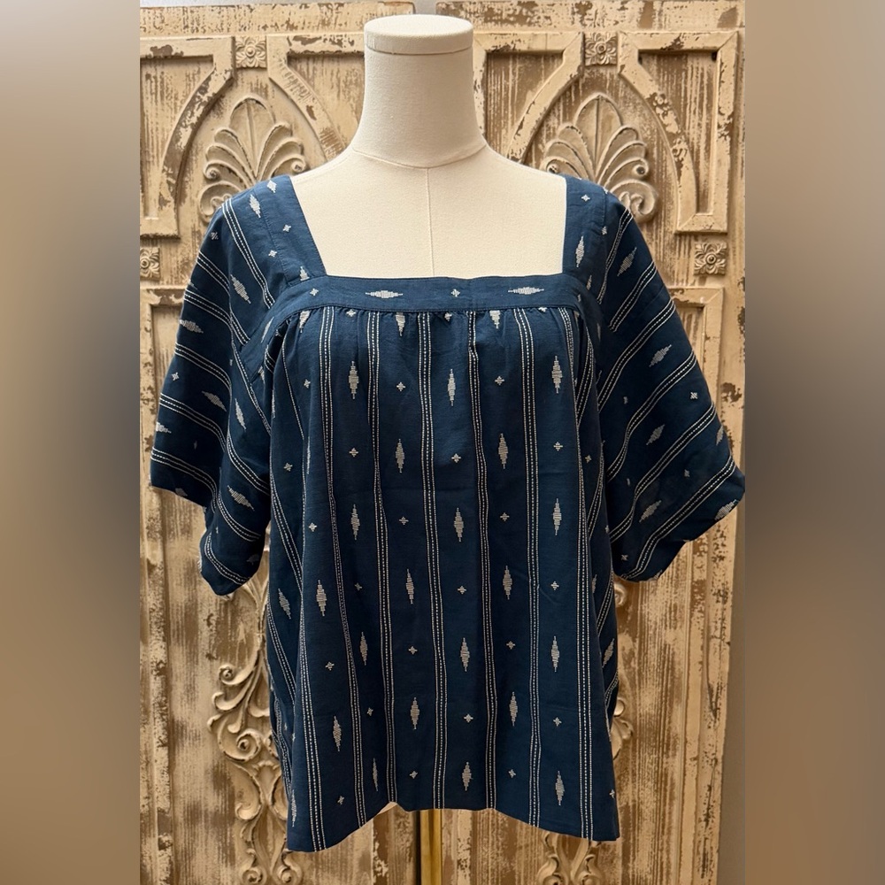 Madewell Indigo Patterned Blouse - image 1